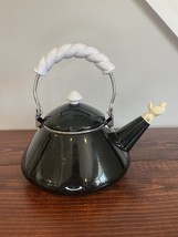 Lincoware Tea Kettle Lady Bird Black Enamel Whistling Teapot Vintage Kit... - $29.69