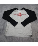 Houston Rockets Shirt Mens Large Gray Black NBA Long Raglan Sleeve Casua... - £8.66 GBP