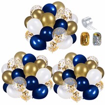 Navy Blue And Gold Confetti Balloons Party Decoration Supplies 70Pcs 12 Inch Gol - £12.14 GBP