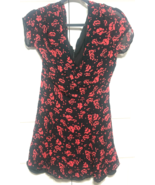 Allsaints Womens Black and Red Roses Size 8 Chiffon Dress - €25,42 EUR