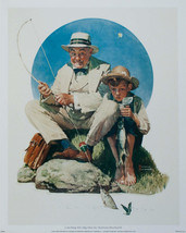 NORMAN ROCKWELL Catching the Big One 15&quot; x 12&quot; Poster 1993 Realism Multi... - $718.14 MXN