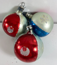 Lot 3 Red White Blue 2 in Mercury Glass Christmas Ball Ornaments Poland - £21.66 GBP