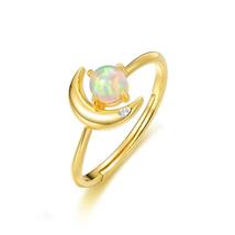 Gold Crescent Moon and Star Ring Adjustable Moon Ring - £52.27 GBP+