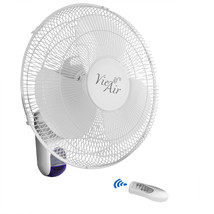 Vie Air 16 Inch 3 Speed Plastic Wall Fan with Remote Control in White - £75.77 GBP