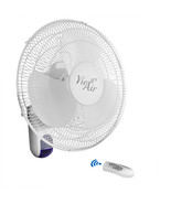 Vie Air 16 Inch 3 Speed Plastic Wall Fan with Remote Control in White - £74.15 GBP