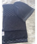 Michael Kors Mens Reversible Scarf and Hat Set Black/Gray Logo NEW - $123.74 CAD