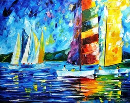 Leonid Afremov-&quot;Colorful Sail&quot;-ORIGINAL Oil Painting/Canvas/Hand Signed/COA - £4,575.46 GBP