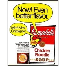 1971 Campbell&#39;s Chicken Noodle Soup Vintage Print Ad Graphic Color Block Decor - $10.97