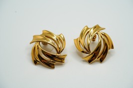 Vintage Gold GIVENCHY Swirl Stud Geometric Earrings 2.6cm - £44.50 GBP