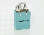 Tiffany &amp; Co Blue Enamel Shopping Gift Bag Charm Pendant in Sterling Silver - $395.00