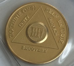 35 Year Alcoholics Anonymous AA 24k Gold Plated Medallion Chip Sobriety Coin - £12.45 GBP