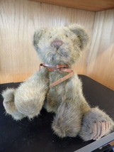 Minky Teddy Bear 9&quot; Corduroy Paws First &amp; Main Plush Brown Suede Tie 1402 - £4.25 GBP