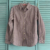Gloria Vanderbilt Button Up Shirt Blouse ~ Sz PM ~ Purple &amp; Beige ~ Long Sleeve - £14.75 GBP