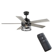 Hampton Bay North Grove 52 in. Indoor LED Matte Black Dry Rated Ceiling Fan with - $154.23