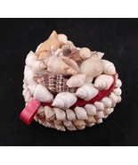 CNI Heart-Shaped Sea Shell Box Trinket Jewelry Red Felt Lined Taiwan Vin... - $12.00