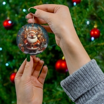 Santa Ceramic Ornament, Owl Christmas Gift For Family, Holiday Tree Decor - £6.28 GBP