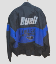 Buell American Motorcycles Vintage 90s Black Blue Zip Nylon Jacket 3XL - $59.22