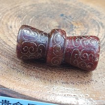 EARLY CHINESE Red JADE BEAD PENDANT  Haitian certificate Provided-510 - $48.50