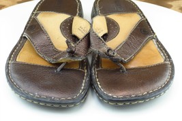 Born Sz 6 M Brown Flip Flop Leather Women Sandals W9373 - £15.60 GBP