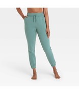 All In Motion Women&#39;s Fleece Jogger Pants SMALL New Jade Drawstring Pockets - $24.99