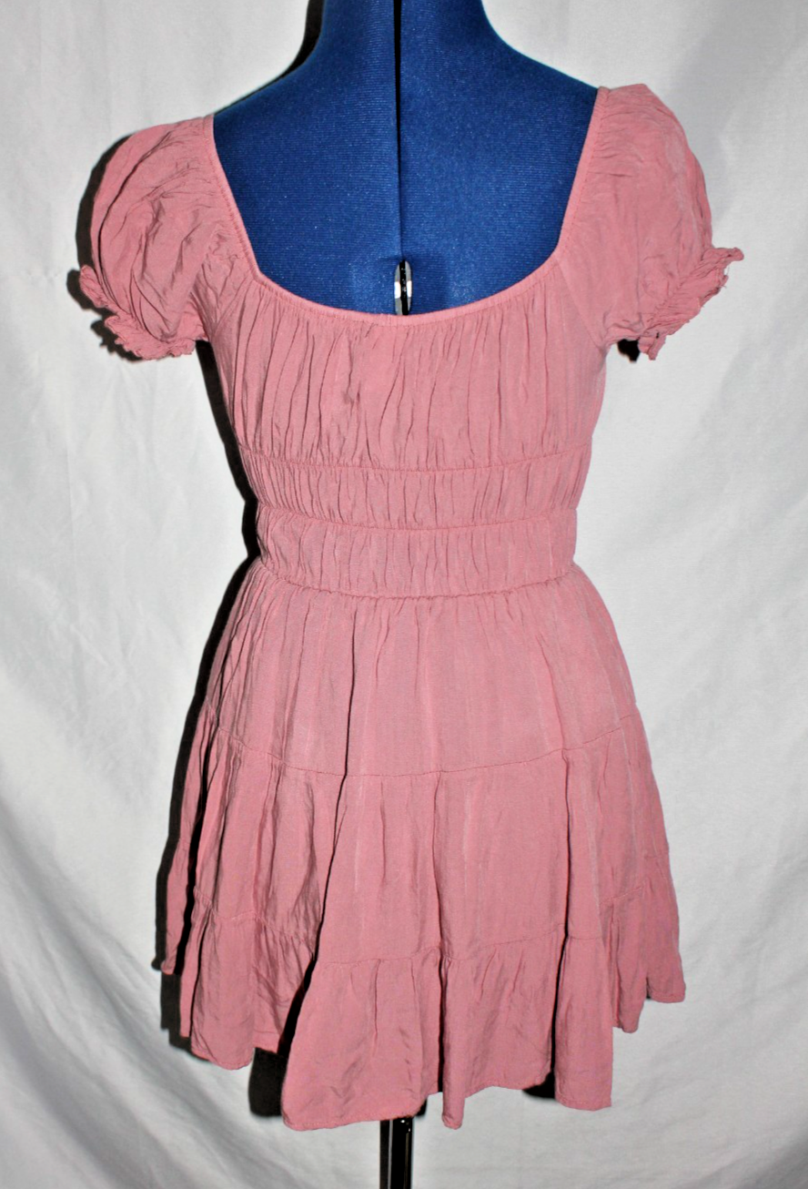 I Love Oasis Women's Size S Mauve Off Shoulder Elastic Waist Tiered Mini Dress Item image 7
