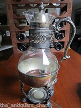 Eton Vintage Silverplate &amp; Glass Tea Coffee Carafe,Stand Label Original - £97.34 GBP