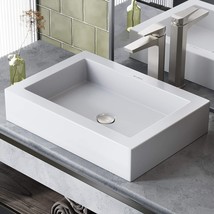 Wide Rectangular Vessel Sink, Glossy White, Voltaire By Swiss Madison,, Vs282. - £87.87 GBP