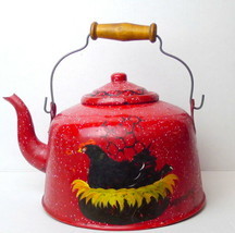 Vintage Red Tea Kettle Graniteware - £43.52 GBP