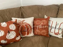 4pcs Vintage Fall Pillow Covers 18x18 Inch - Autumn Orange White Pumpkin... - $14.99