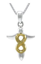 Jewelry Trends Sterling Silver and Gold-Plated Celtic Infinity Angel Pendant on  - £42.48 GBP