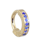 14K Yellow Gold Belly Ring Pave Set with 7 Vibrant Blue Sapphires - by T... - £339.82 GBP