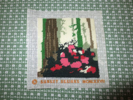 Completed ABSTRACT FOREST or WOODS Needlepoint - 5&quot; x 5&quot; + Canvas Border - $5.00