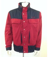 Tommy Hilfiger Men&#39;s Fleece Lined Red Box Logo Full Zip Spell Out Coat S... - £10.89 GBP