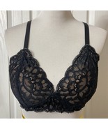 Aerie Push Up Padded Bra Sz 36D Black Lace Overlay Strappy Racerback Wir... - €14,56 EUR