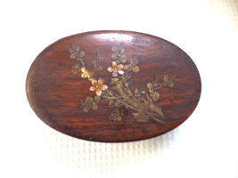 Antique Japanese  Wood Inlay Trinket Box Circa 1900 - 1930 Floral Inlay - £14.88 GBP