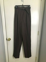Asos Design High Waisted Pleated Belted Brown Dad Pants Polyester US SZ 4 - £15.65 GBP