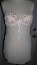 Linea Donatella 2 PIECE Embroidered Light Pink Nightie &amp; Thong LARGE - $25.00