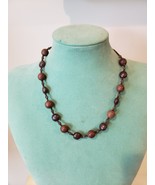 Hand Crafted Necklace Simulated Wood Beads Brown - £6.43 GBP