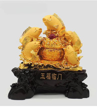 Beautiful Resin Gold Dragon Fish Sculpture, TV / Wine Cabinet, House War... - $200.00
