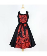 Cute Rockabilly 50s Retro Black Red Steampunk Skull Dress Vintage Pin Up... - $71.53