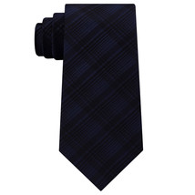 Kenneth Cole Reaction Navy Blue Dressy Grid Tonal Plaid Silk Blend Slim Tie - £16.10 GBP