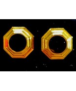 Vintage Gold Tone Black Enamel Octagon Stud Earrings Estate Jewelry Find... - €8,45 EUR