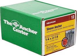 Sleeve Anchors 1/4&quot; D x 2-1/4&quot; L w/Hex Head, Steel (40-PK) - Hillman 370824 - $497.55 MXN