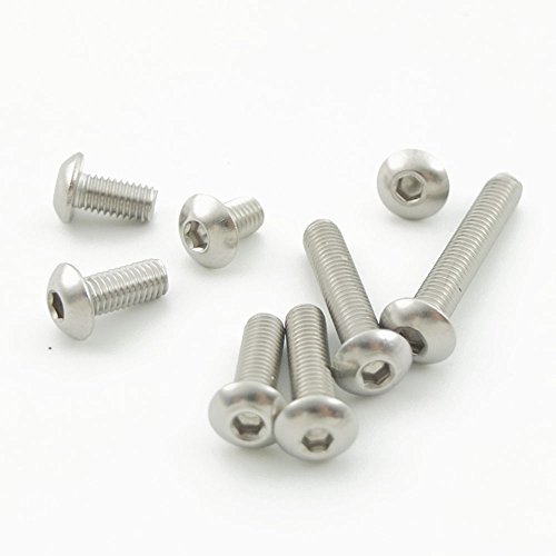 Bluemoona 50 Pcs - Metric Thread M5 Stainless Steel Button Head Hex Socket Cap S