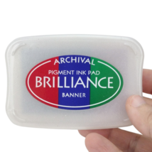 Tsukineko Brilliance Archival Pigment Ink Pad Banner Blue Red Green BR3-06 - £6.21 GBP