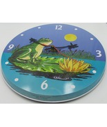 DECORATIVE BATTERY OPERATED NOVELTY WALL CLOCK FROG ON A LILY - $146.92 MXN