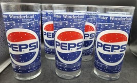 Vintage Pepsi Cola Winter Wonderland Christmas Holiday Drinking Glasses Set of 6 - $33.41