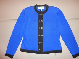 ST.JOHN Collection Women Knit Pant Suit Blue Black Trim Jacket &amp; Pants S... - $321.74