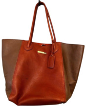 Liz Clairborne Rust &amp; Brown Leather w/PVC Trim Tote Bag (14 x 12 x 9 inc... - $476.10 MXN