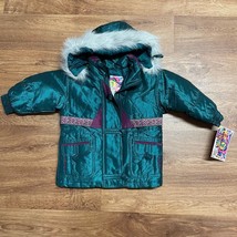 Paramount Kids Vintage Winter Jacket Fur Trim Hood NEW Size 2T 80s Green... - £21.46 GBP